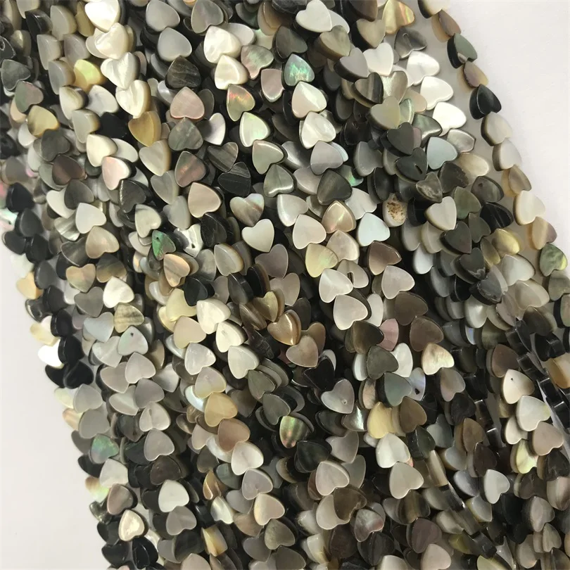 38 см/String 6/8 мм натуральный черный край(пирсинга) море мать Новой Зеландии в виде ракушки бусины в форме сердца жемчужные бусы для Модные украшения для изготовления