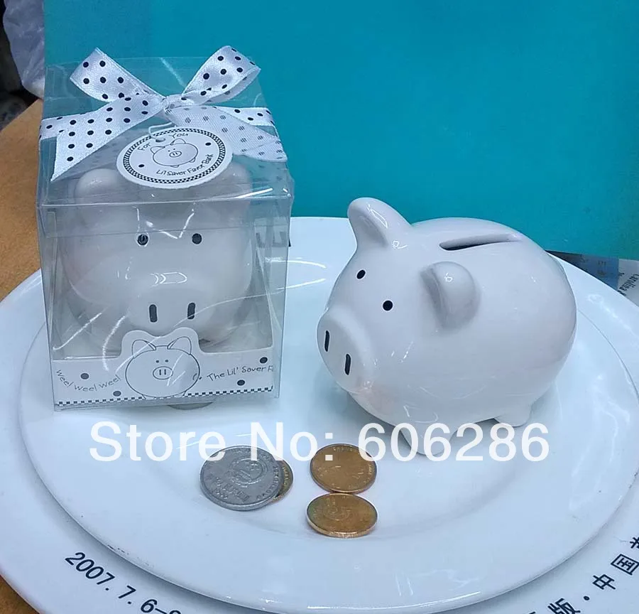 Керамическая Мини-Копилка в подарочной коробке с бантом горошек 60 шт./лот | Дом и