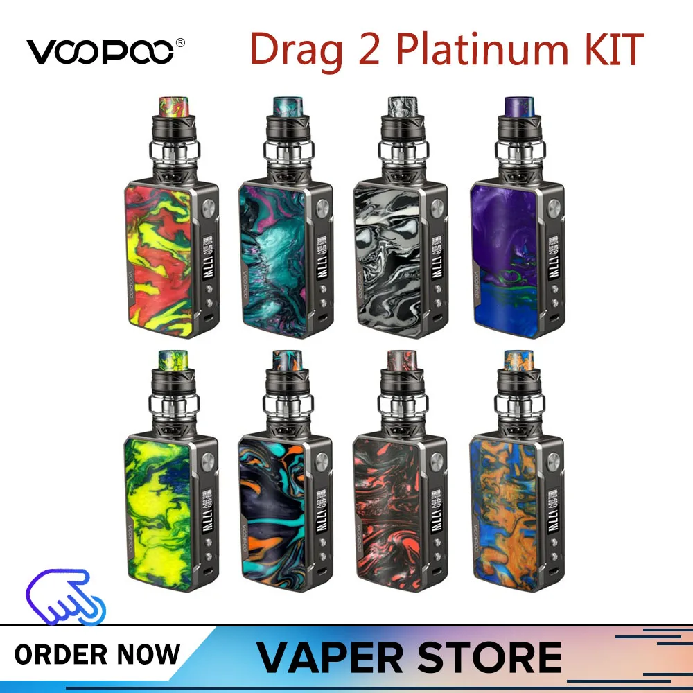 Оригинальный набор вейпа VOOPOO DRAG 2 Platinum с модом Drag бак Uforce T2 5 мл электронная