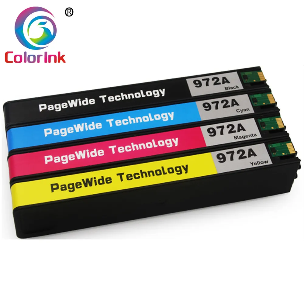 ColorInk 4 пакета для HP 972A 972 сменный картридж с чипом PageWide Pro 352dw 452dn 452dw 377dw 477dn 477dw