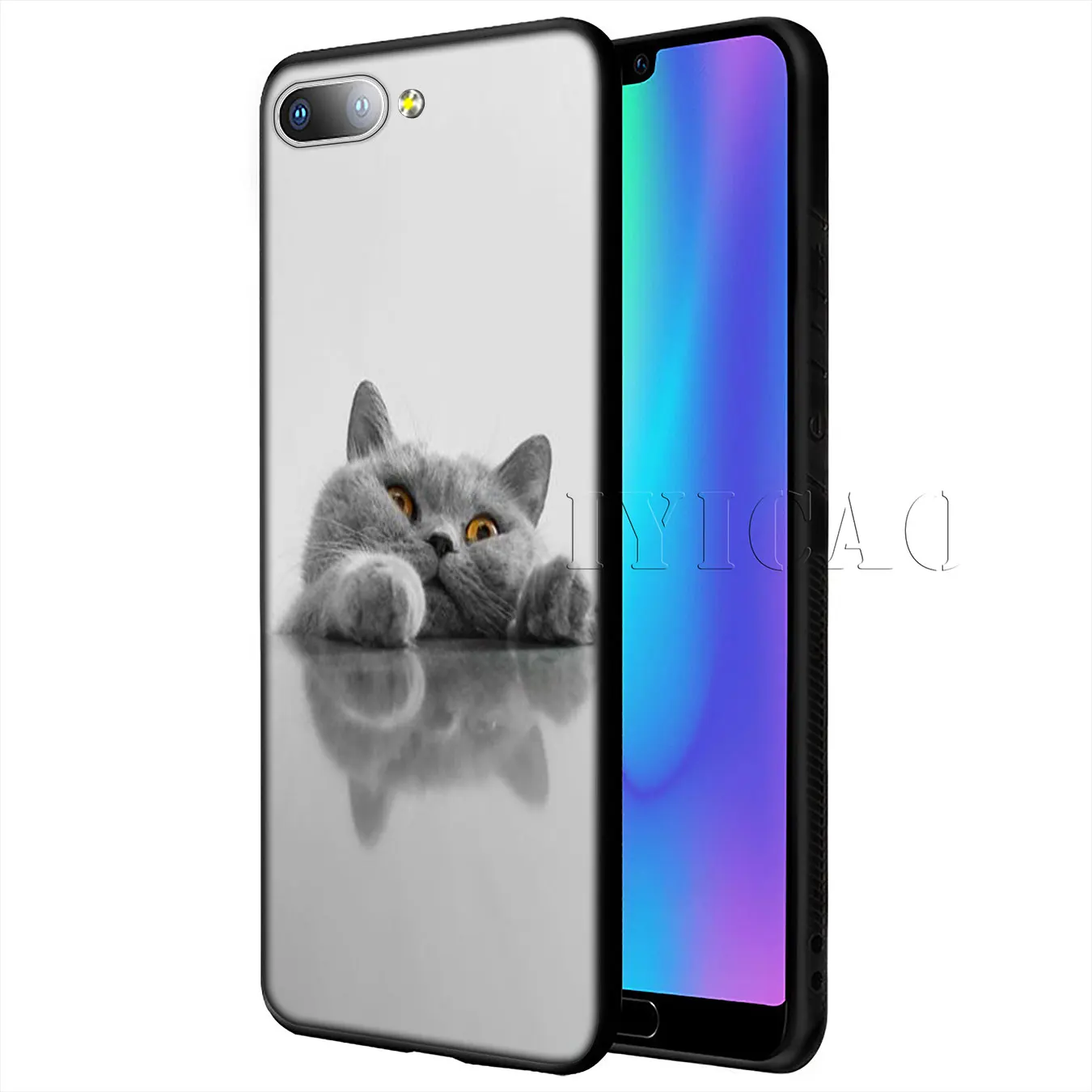 IYICAO British Shorthair cat Top Design Soft Case for Huawei Y9 Y7 Y6 Prime 2019 Honor 20 8C 8X 8 9 9X 10 Lite 7C 7X 7A Pro |