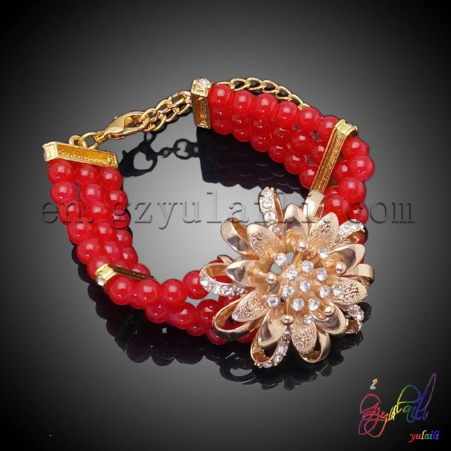 

Free Shipping Yulaili Handmade Crystal Factory Flower Design Party Girls Costume Two Beaded Jewelry Set