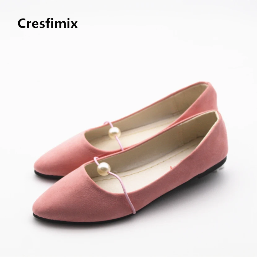 Туфли Cresfimix женские на плоской подошве без застежки с жемчугом Повседневная