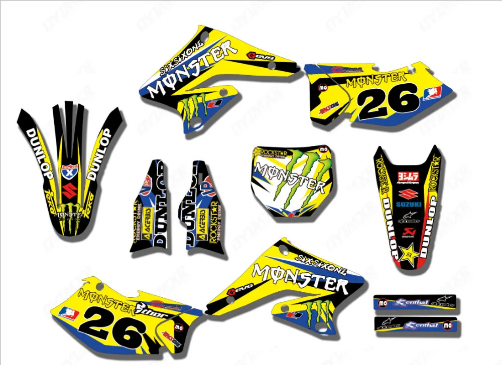 MX Dirtbike графические наклейки набор для SUZUKI RMZ250 RMZ 250 2004 2005|Наклейки на автомобиль| |