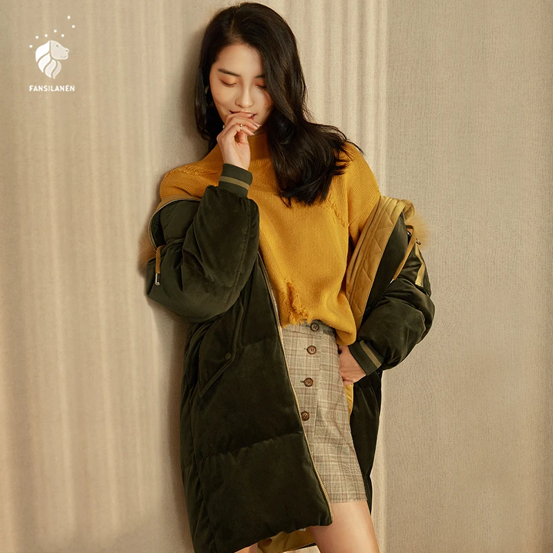 FANSILANEN Мода 2019 г. Новое поступление осень/зима женские пальто подпушка сплошной