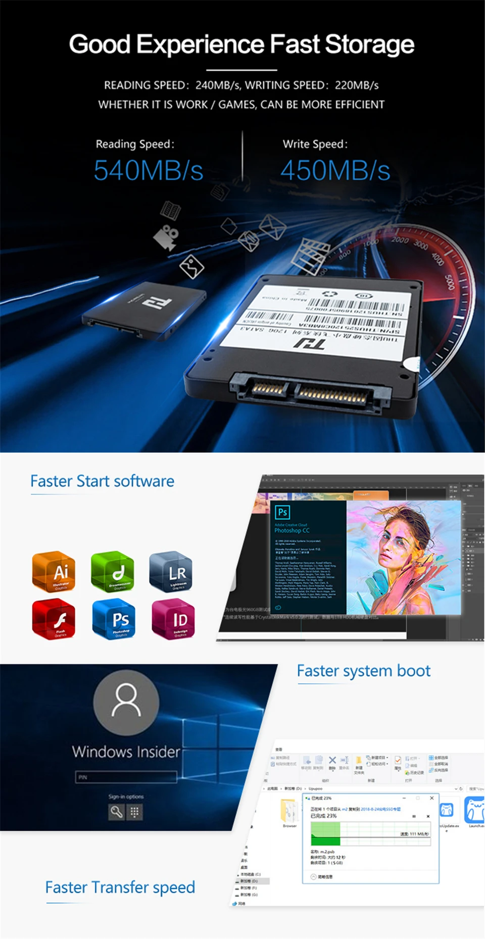 THU SSD SATA3 120 ГБ 240 ГБ внутренний жесткий диск 480 ГБ 1 ТБ 540 МБ/с./с 2," для ПК, ноутбука, ноутбука