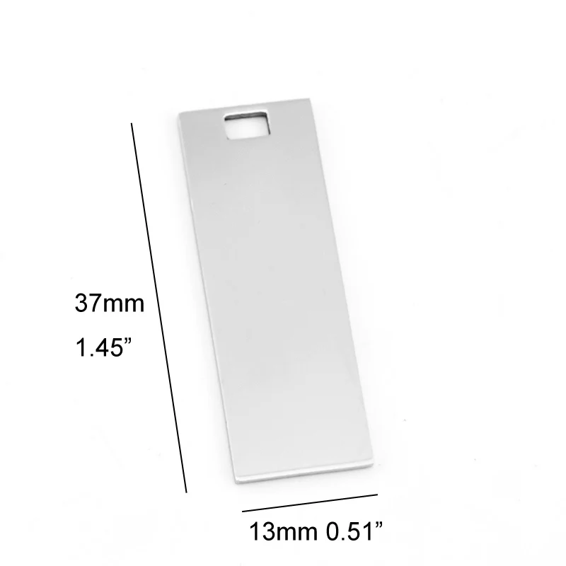 rectangle Charms bail hole Bar pendant Blank Diy print Id keyring tag mirror polish stainless steel wholesale 10pcs | Украшения и