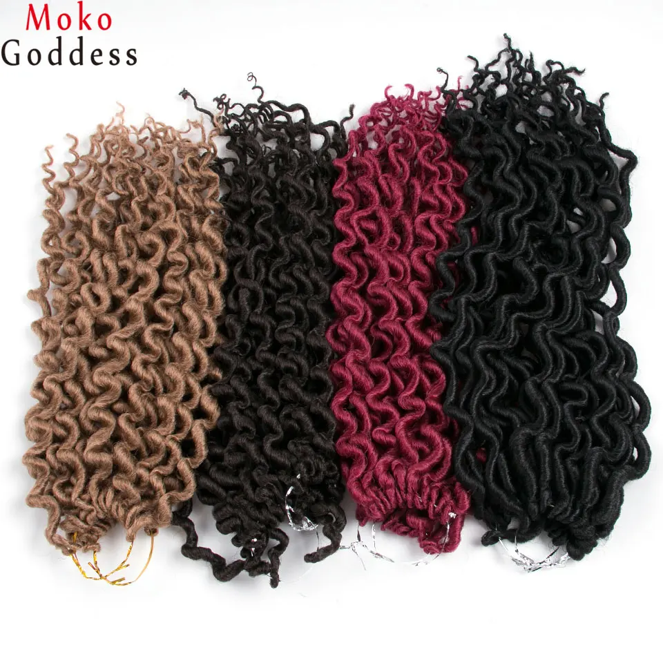 MoKoGoddess Faux locs Curly косу волосы 16-24 дюйма сумка для стойки/уп синтетические косички на