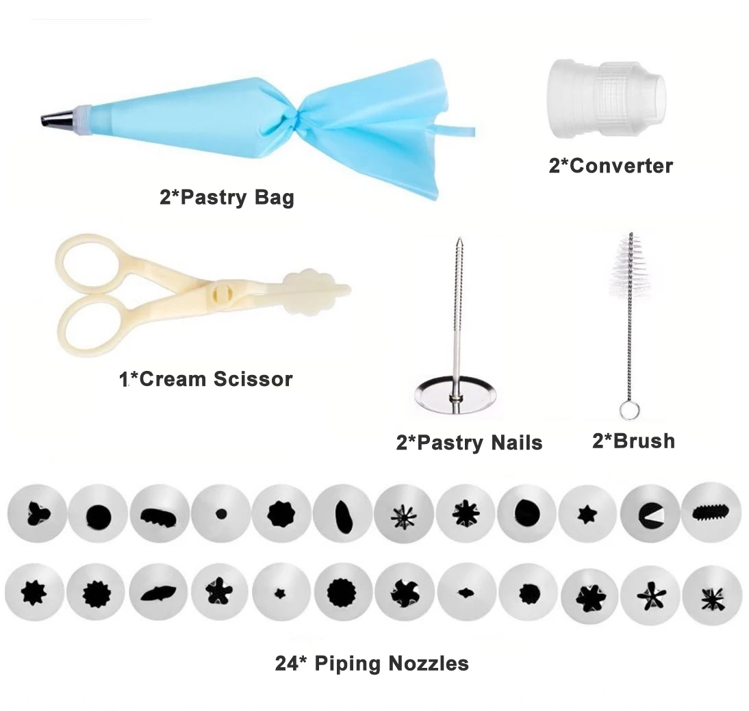 33 шт Набор насадок для украшения торта из нержавеющей стали глазурь