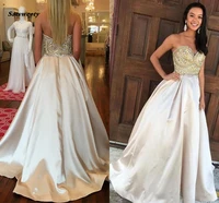 2022 junoesque bridesmaid dresses sweetheart beaded strapless zipper sweep train a line prom gowns
