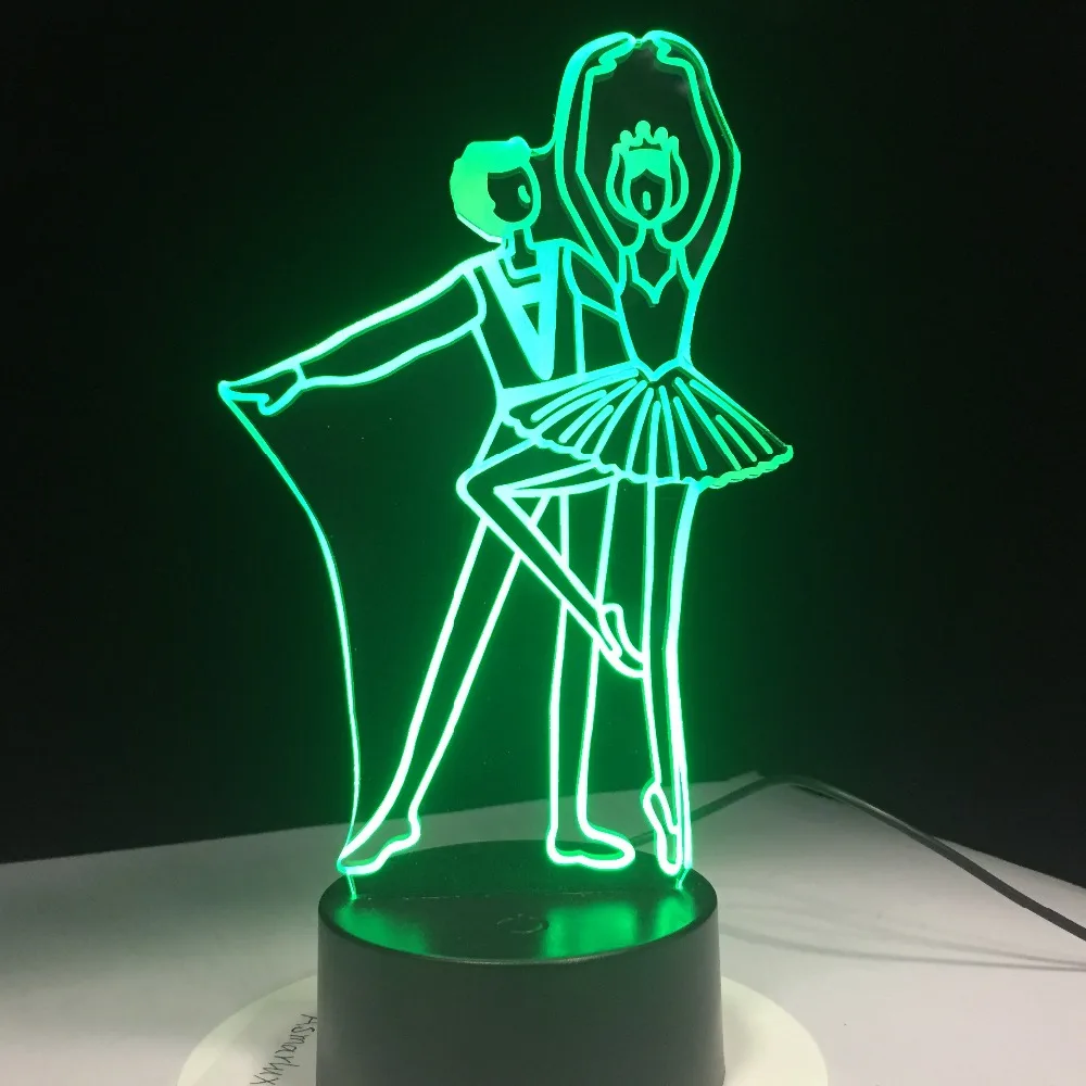 Балетные танцы креативная 3d-лампа для визуализации ночное USB светодиодное