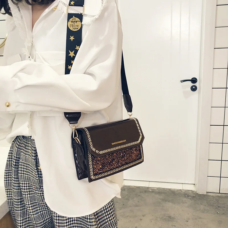 Youda New Broadband Crossbody Bag Female Korean Style All-matching Shoulder Bags Fashion Casual Women Sequin Simple Tote | Багаж и сумки