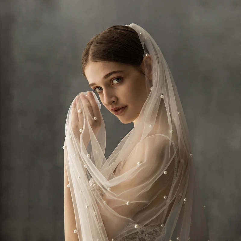 Однослойная свадебная фата SLBRIDAL с искусственным жемчугом свадебные аксессуары