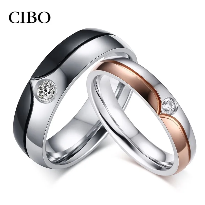 AAA свадебное фианитовое кольца для мужчин и женщин розовое золото цвет кольцо