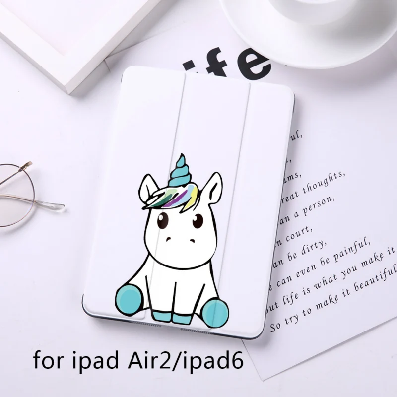 B200063-air2 Cartoon Cute Unicorn Magnet Flip Cover For Apple iPad 9.7" Case For iPad Air 2 Mini2 PU Leather Tablet Folding Folio Case - Цвет: B200063-air2