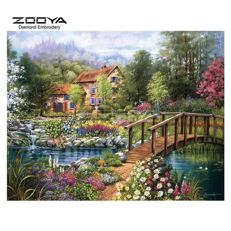 ZOOYA Алмазная вышивка пейзаж 5D &quotсделай сам&quot алмазная живопись Цветочный мост