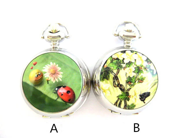 Новое прибытие Жук кварц эмаль карманные часы ожерелье Оптовая Белый стальной