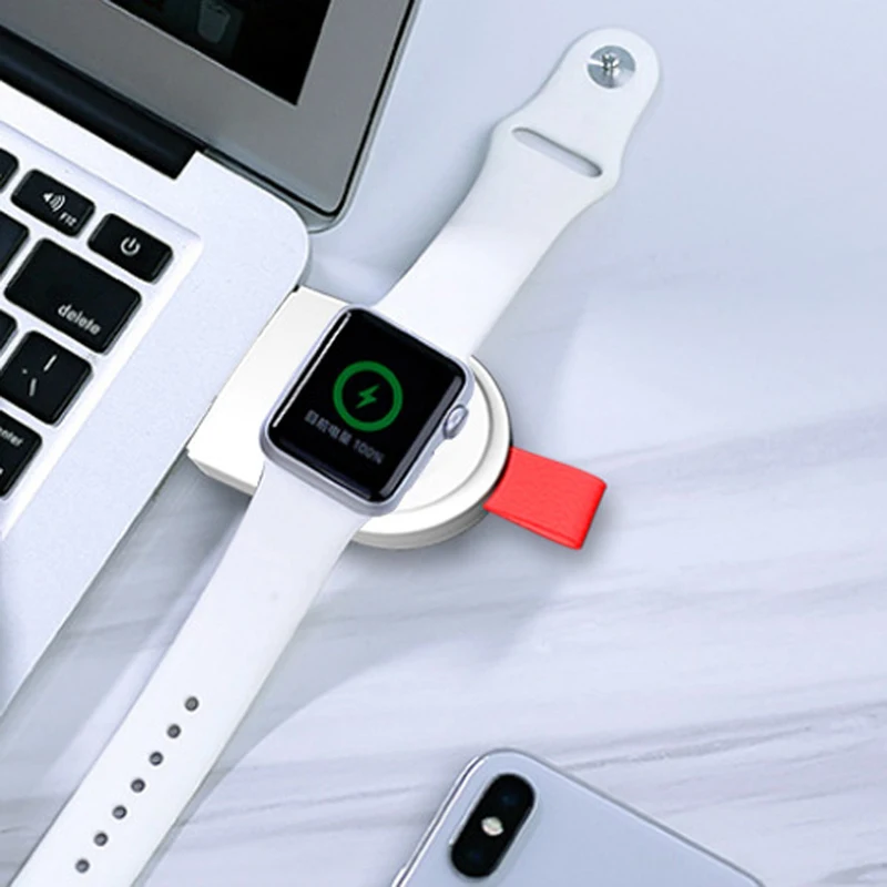 Портативное беспроводное зарядное устройство для Apple Watch 4 3 2 1 серии магнитное зарядное устройство s адаптер зарядная док-станция встроенный USB разъем порт кабель