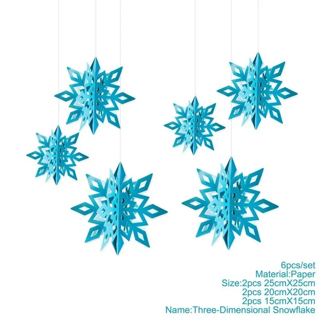 6pcs Sky Blue Замороженные Серебристые синие белые тематические вечерние украшения Большой 3D висящая Снежинка комплект гирлянды для детского дня рождения события украшения для дома - Цвет: 6pcs Sky Blue
