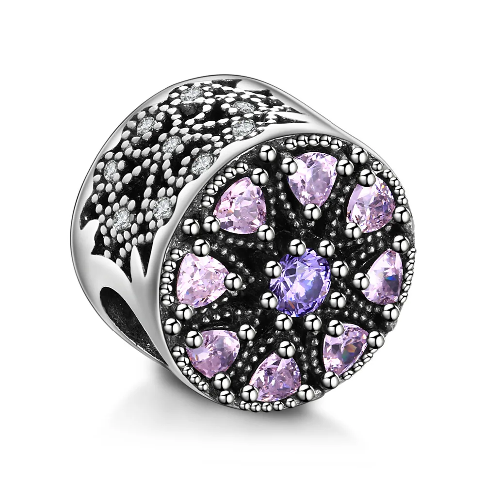 Jewelrypalace 925 Sterling Silver kaleidoscope Purple Murano Glass Cubic Zirconia Beads Charms Fit Bracelets Gift For Women | Украшения и