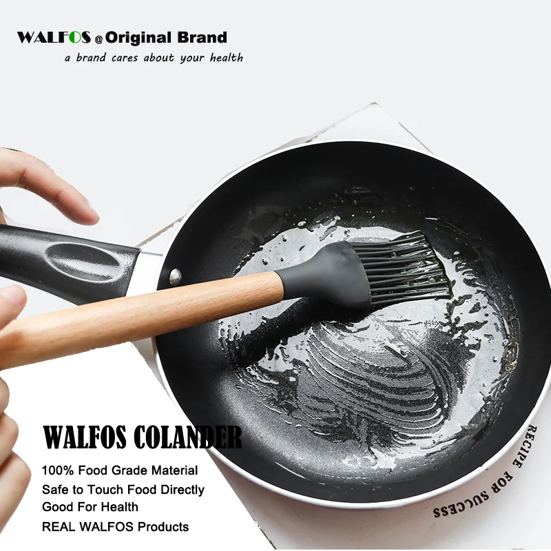 WALFOS, кухонные инструменты, Натуральный Бук, деревянная ручка, силиконовая кухонная утварь, набор силиконовых кухонных инструментов, набор посуды