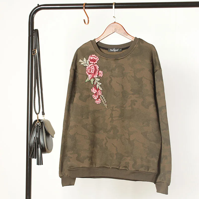 2017 Real Sale Blouse Size Blusa Women Shirts 6 Autumn And Winter Camouflage Patch Embroidery Flowers Sweater Warm Jacket Tide |