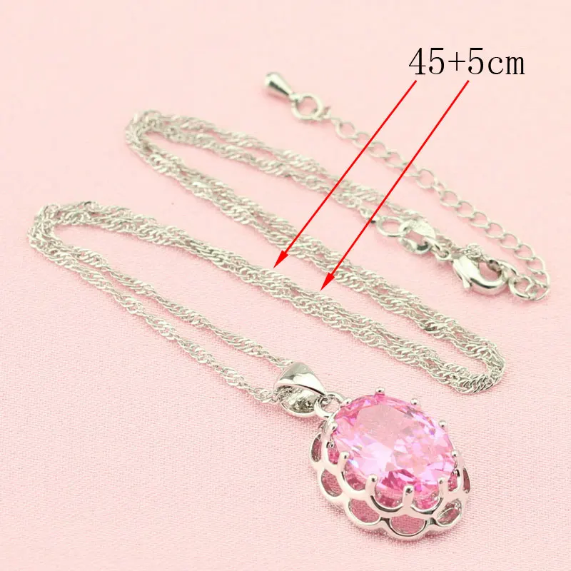Женский комплект ювелирных изделий серебряного цвета розовый камень модные и