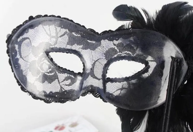 Sexy Black Feather Lace Handheld Mask Women Girls Venetian Princess Masquerade Masks On A Stick Dance Party Halloween|mask woman|mask maskmask on a