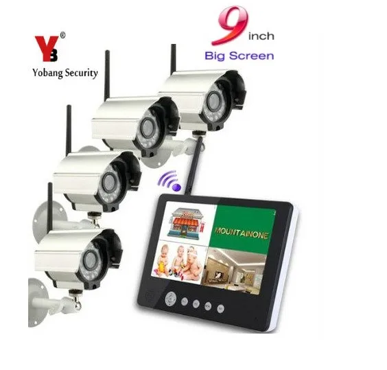YobangSecurity 4 камеры 9 дюймов DVR 2 ГГц беспроводной аудио видео детский монитор 4CH CCTV NVR