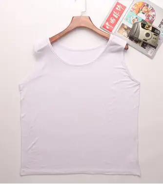 Белый Летнее платье плюс Размеры 6XL Модальные Женские топы с О-образным вырезом конфетного цвета, без рукавов, футболка для девочек Базовая майка Blusas - Цвет: Белый