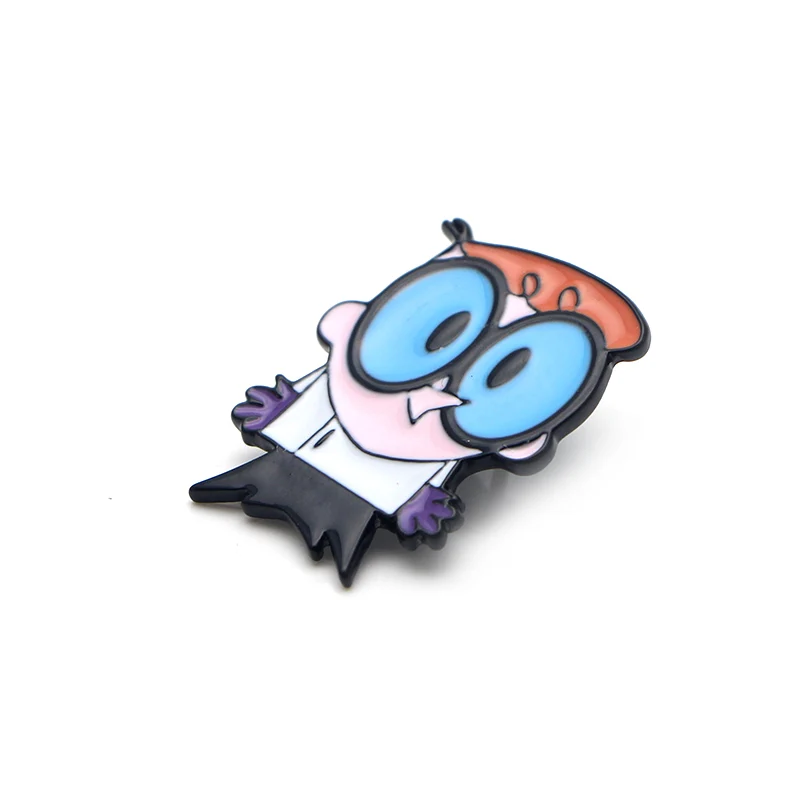 P3284 Dongmanli Dexter's Lab эмалированная булавка броши мультфильм креативная металлическая брошь булавки Джинсовая Шляпа значок воротник ювелирные изделия 1 шт