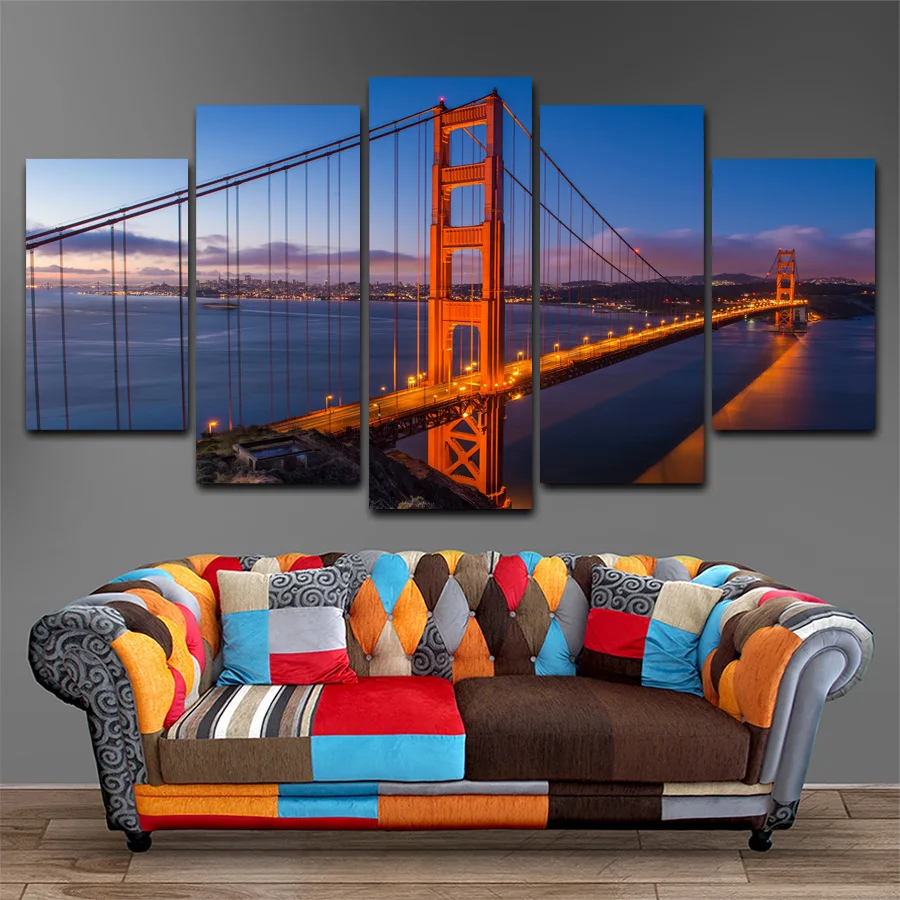 

Drop shipping 5 Panel Wall Art Pictures Canvas Painting abstract canvas poster painting decoration for living room LW042