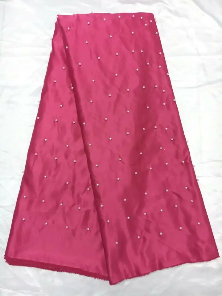 5 ярдов/шт. Популярная винно-Африканская Хлопковая кружевная ткань с бусинами