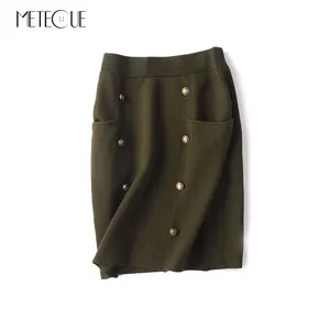 Женская трикотажная Мини-юбка с заклепками, повседневная юбка-карандаш из смешанного кроличьего меха с карманами, весна-осень 2021