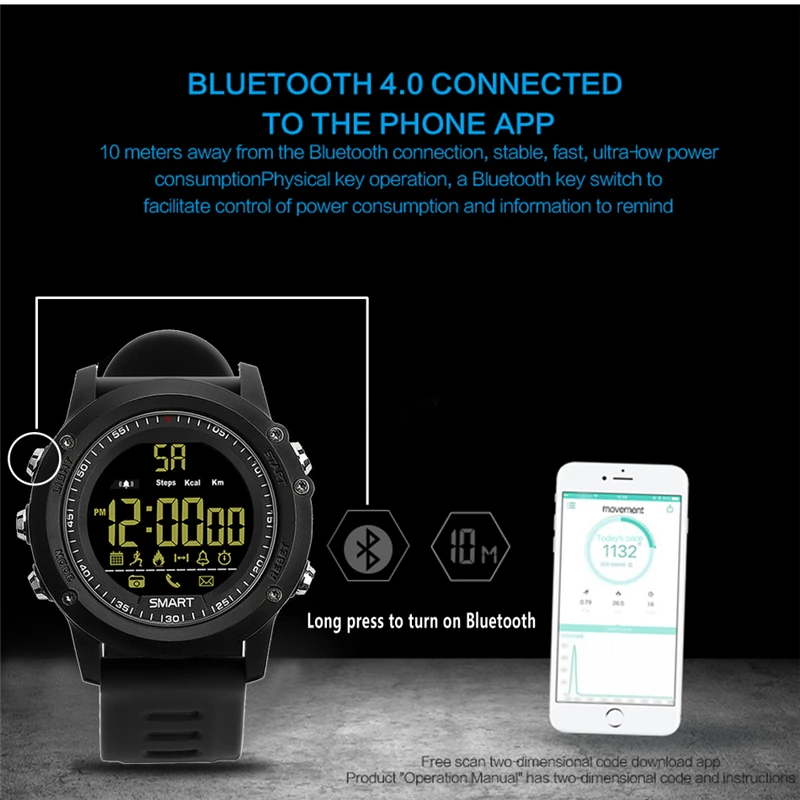 LIGE смарт браслет для мужчин Bluetooth Шагомер Секундомер водонепроницаемые цифровые