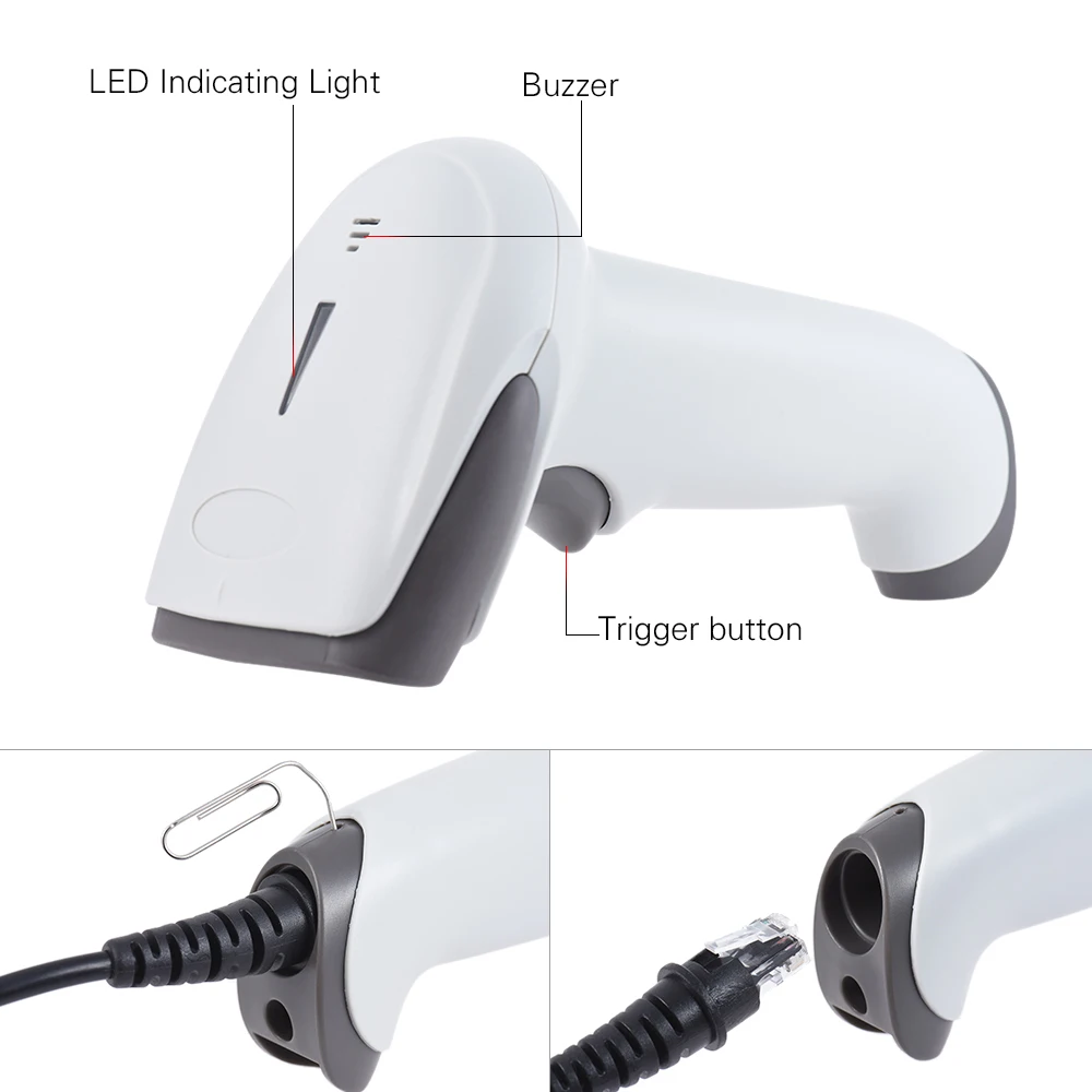 2 4G беспроводной ручной сканер штрих кода считыватель с приемником USB2.0 кабель для