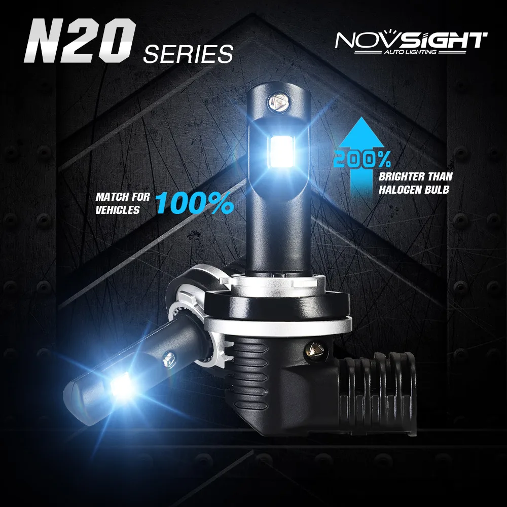 Миниатюрных светодиодных ламп фар головного света NOVSIGHT, H11, H4, H7,мощность 50 Вт, световой поток 10000 лм,температурой 6500K
