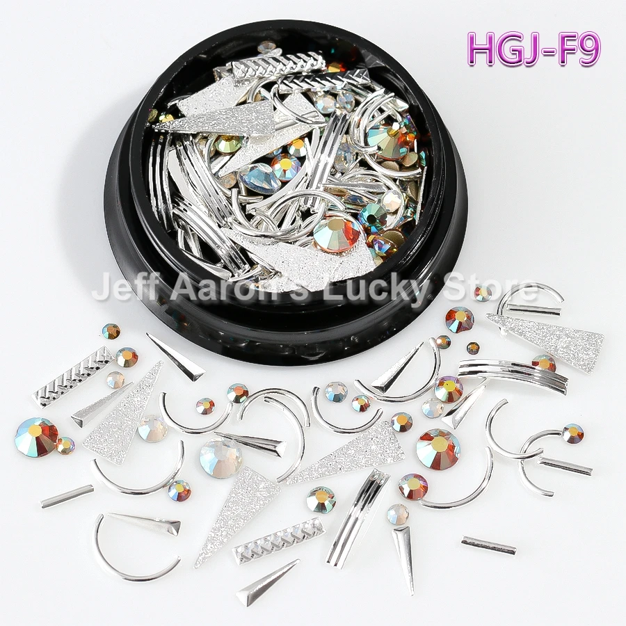 Смешанные стили золотые металлические 3D украшения для ногтей блестки шпильки