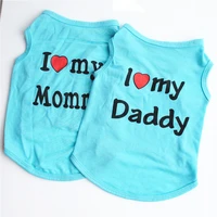 classic style love daddy love mom dog vest pet puppy clothes cotton t shirt variety of colors for choose