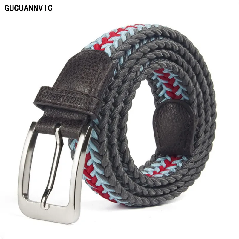 

New elastic fish bone braided elastics waistband belts decoration belt for men and women Pin buckle leather canvas strap Cool