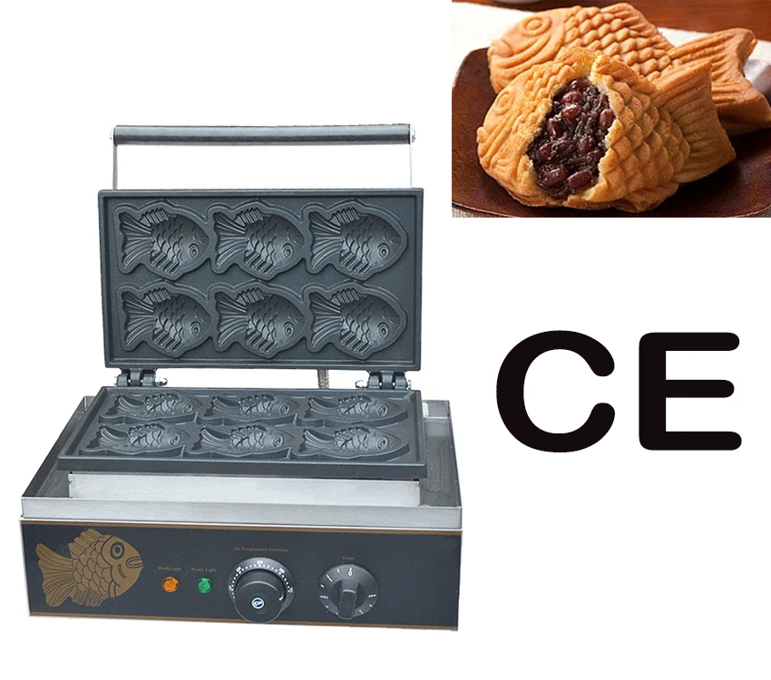 Бесплатная доставка электрическая вафельная машина Taiyaki для маленькой рыбы 6 шт.