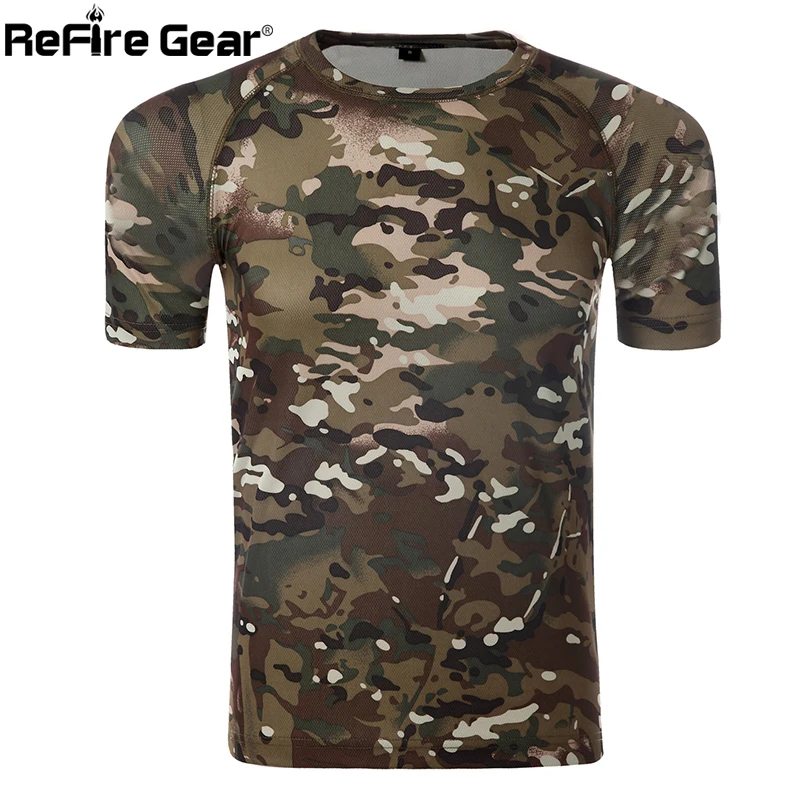 Летняя Военная Тактическая камуфляжная футболка для мужчин дышащая