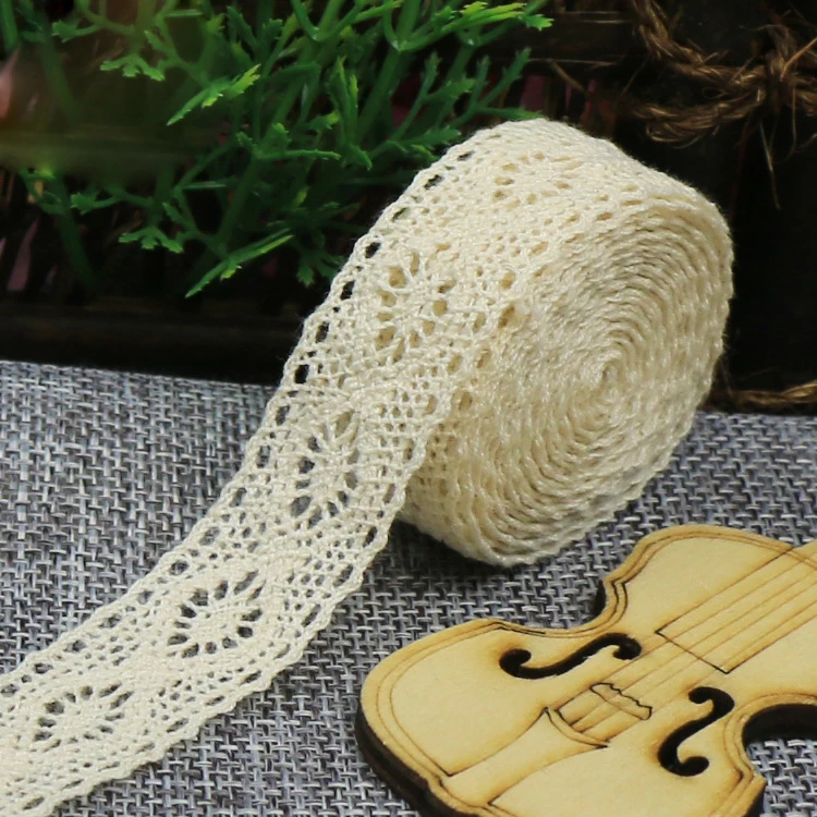 

2cm 100% beige Cotton Material Lace trim fabric Ribbon Decoration