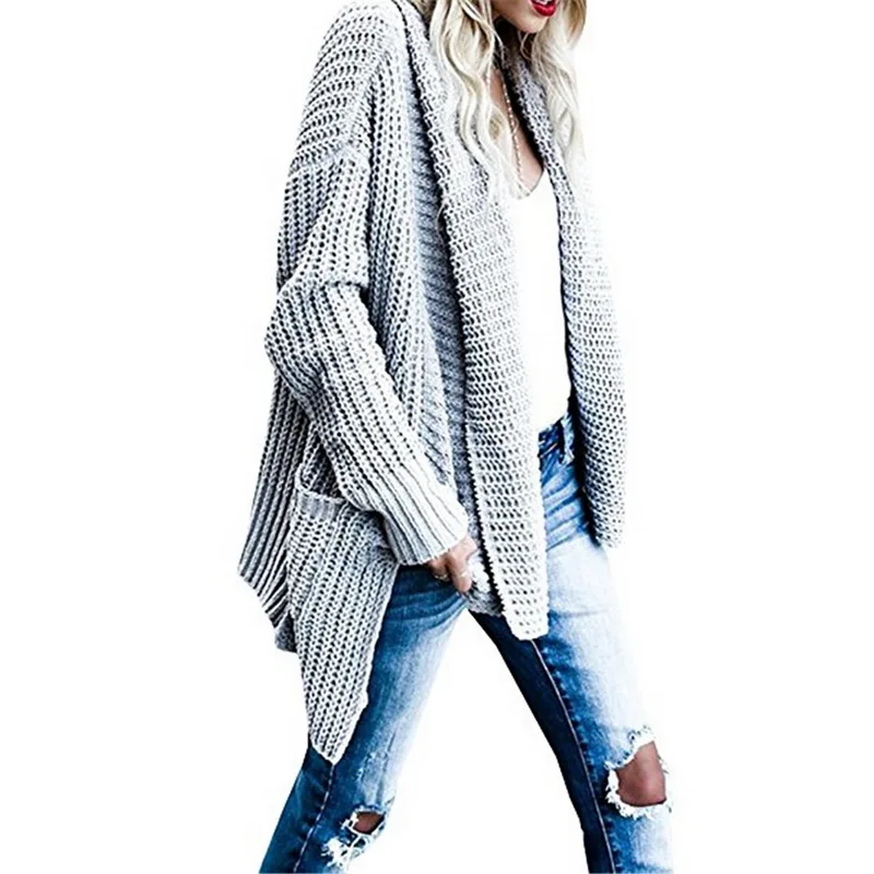 Длинный кардиган женский свободные кимоно Повседневное Вязание вязаный джемпер
