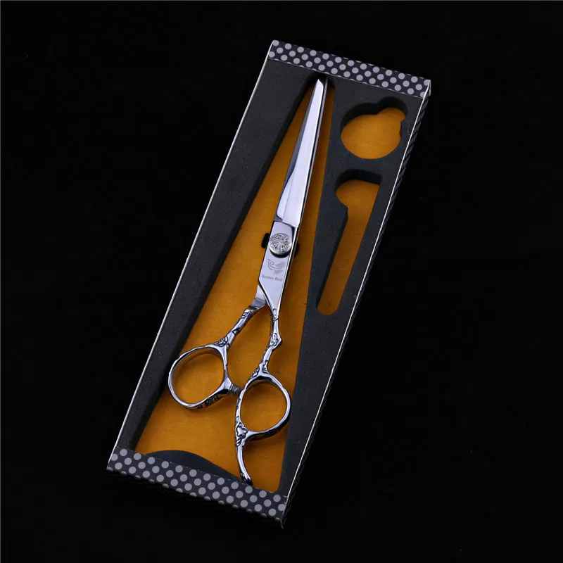 

Профессиональные ножницы для стрижки волос Golden Bird, 7 дюймов, с ручкой в виде сливы, с плоским лезвием, ножницы в стиле ретро для парикмахеров, ...