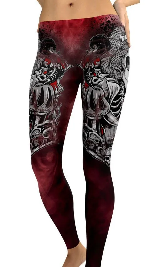 5XL модные новые леггинсы для Хэллоуина с черепом хлопковые женщин принтом розы