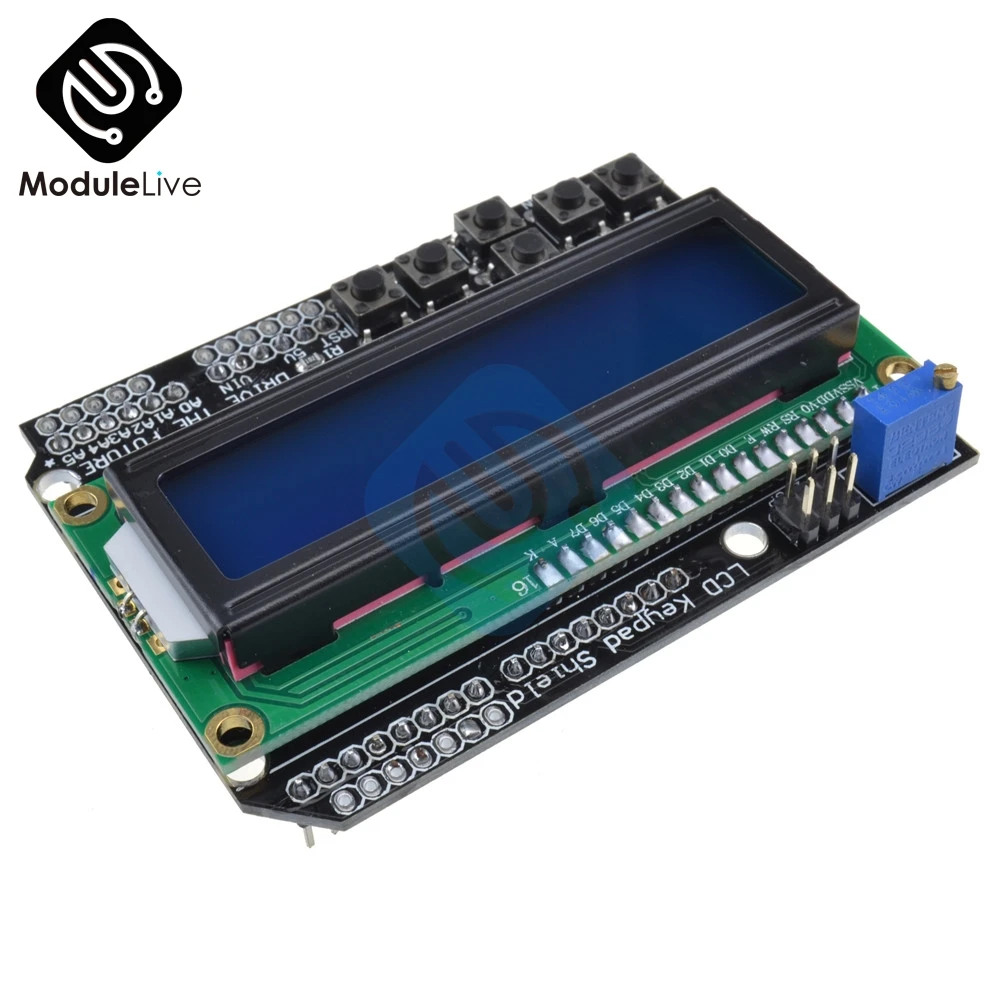 ЖК-дисплей для Arduino 1602 защитный модуль клавиатуры 16x2 5 в Синяя подсветка с белым