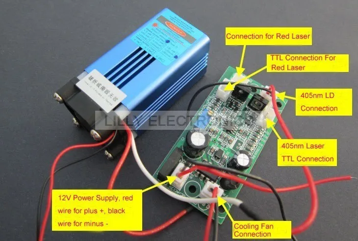 635nm 638nm 500mw Оранжевый Красный лазерный точечный модуль 12V + TTL с охлаждением долгое