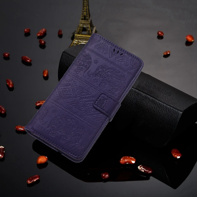 3D Слон pattern Флип Чехол Для samsung Galaxy A3 A5 A7 J4 J6 плюс J8 J1 J3 J5 J7 J2 Prime Стильный чехол-портмоне из кожи - Цвет: Purple