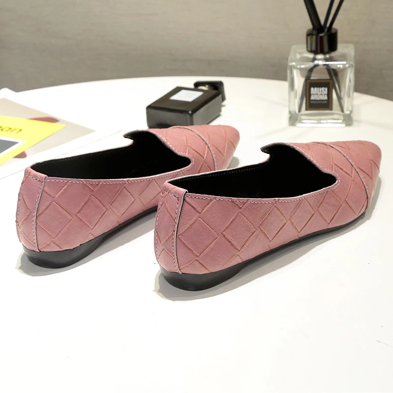 

Fashion Women Shoes Woman Flats Female Plaid Slip on Casual Shoes Shallow Solid Loafers Shoes Pointed Toe Plus Size Ladies Flats